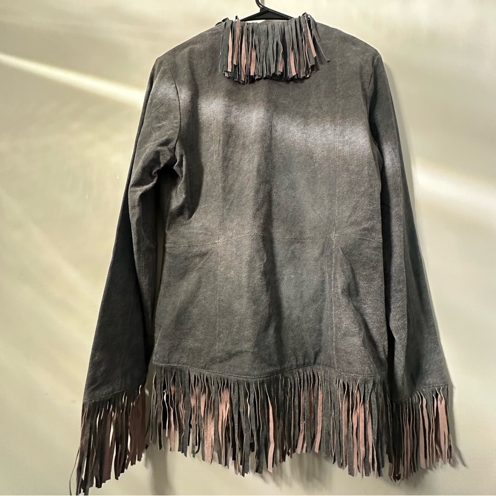 Wilsons Leather Gray Fringe Jacket - Picture 13 of 15